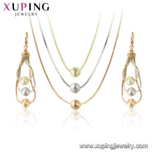 64882 xuping multicolore bijoux en or pour femmes, dernière vente en gros en Chine avec collier et boucles d&#39;oreilles